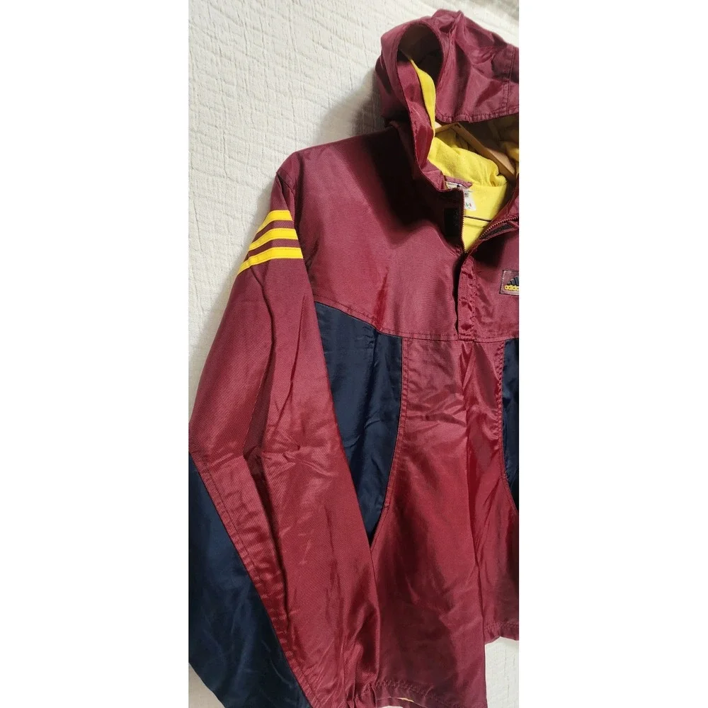 Adidas Pullover Jacket Youth Sz XL 18-20 Windbreaker Red Blue Hooded 1/4 Zip EUC